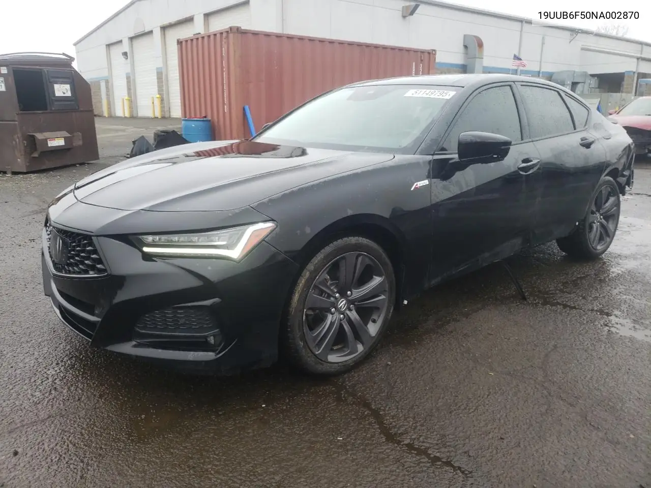 2022 Acura Tlx Tech A VIN: 19UUB6F50NA002870 Lot: 51149795