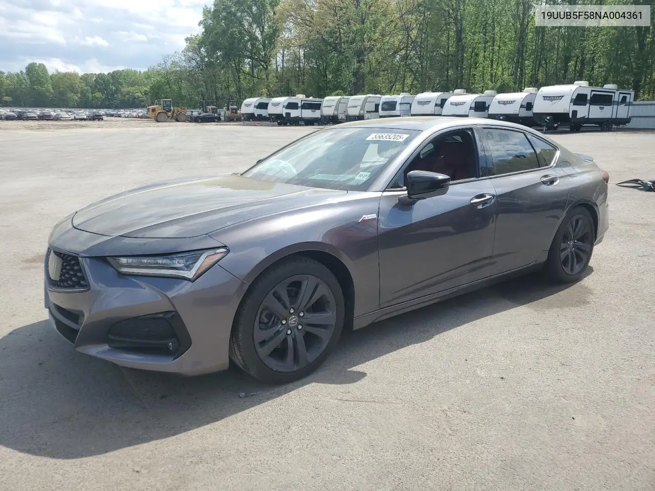 2022 Acura Tlx Tech A VIN: 19UUB5F58NA004361 Lot: 55635205