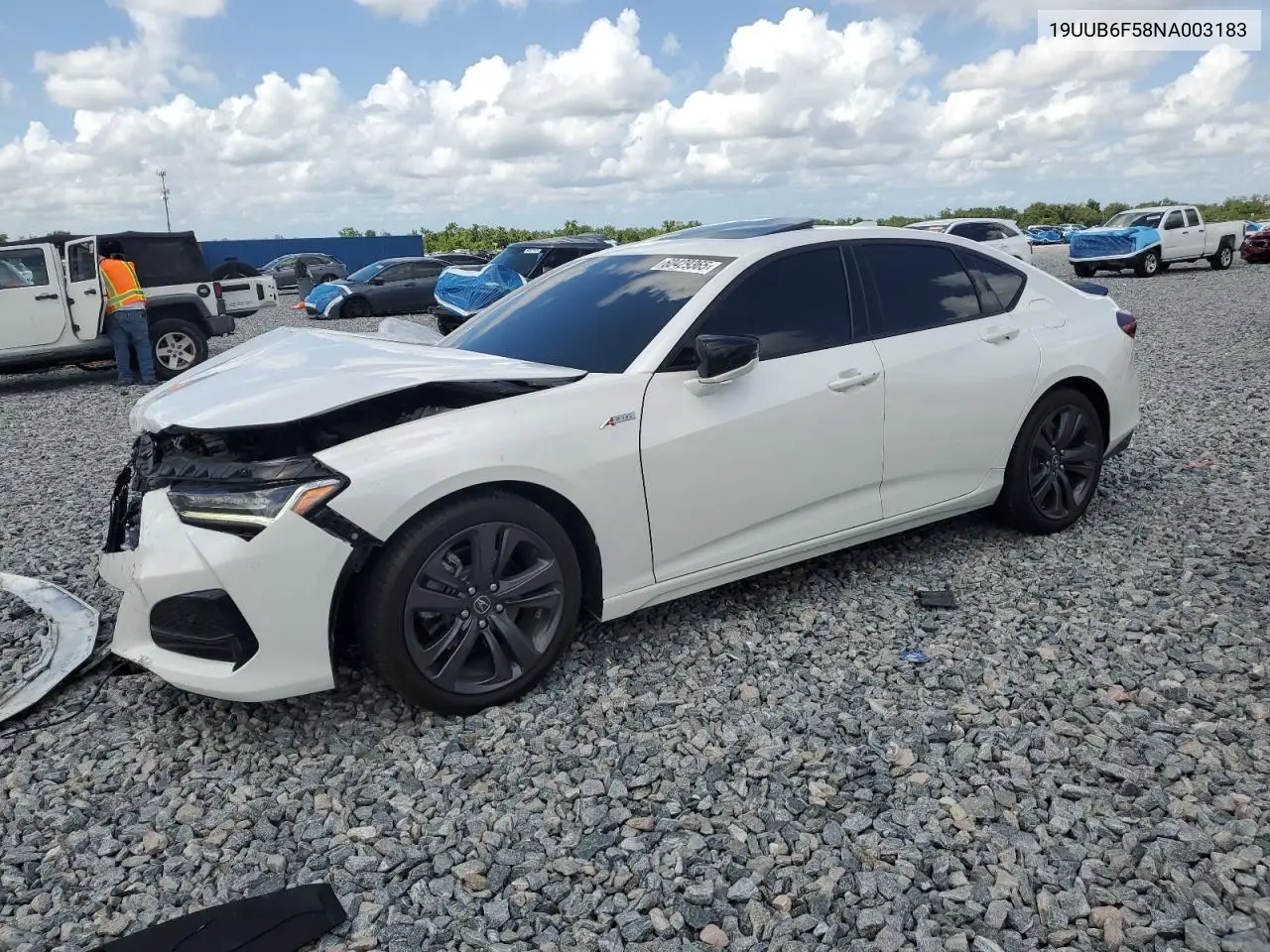 2022 Acura Tlx Tech A VIN: 19UUB6F58NA003183 Lot: 60429365
