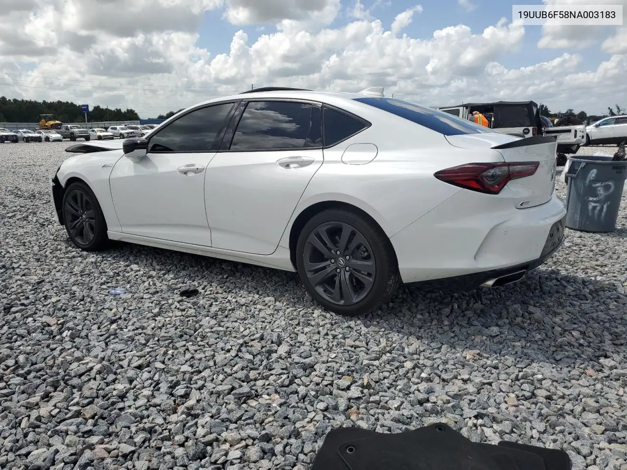 2022 Acura Tlx Tech A VIN: 19UUB6F58NA003183 Lot: 60429365