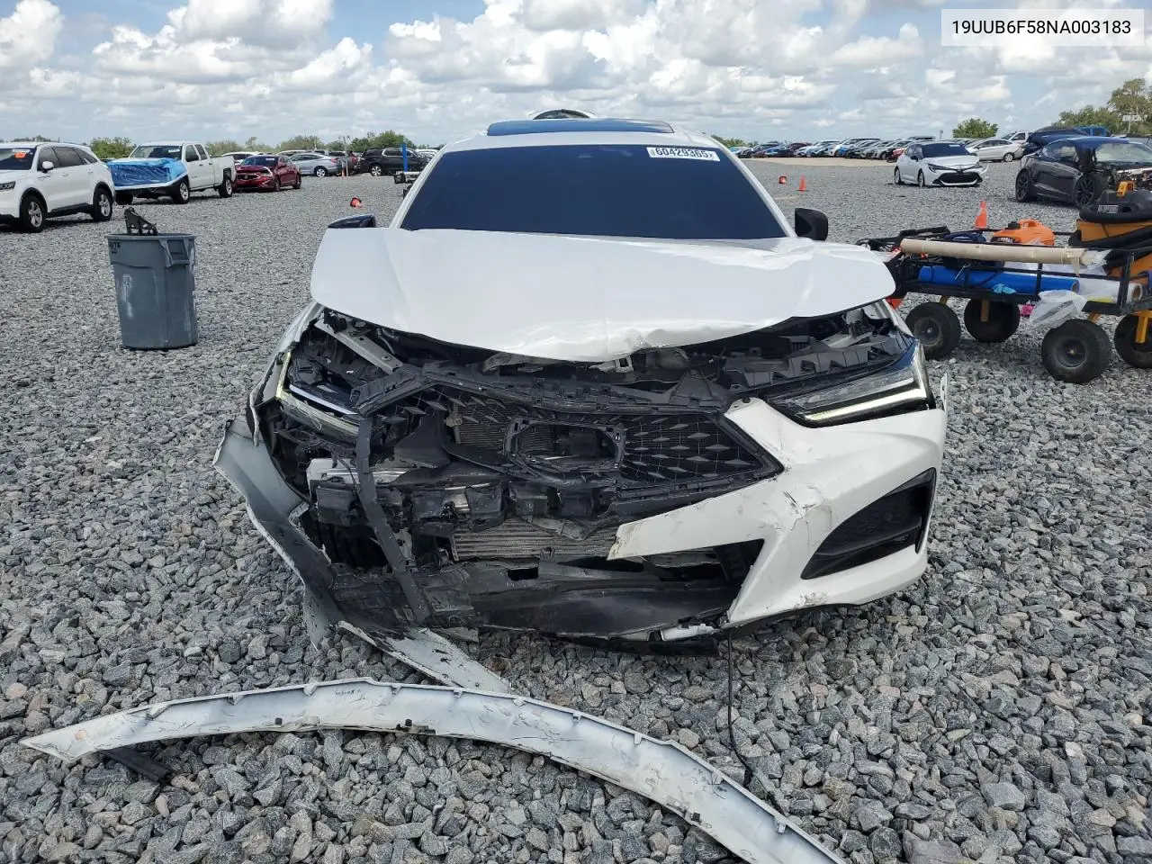 2022 Acura Tlx Tech A VIN: 19UUB6F58NA003183 Lot: 60429365