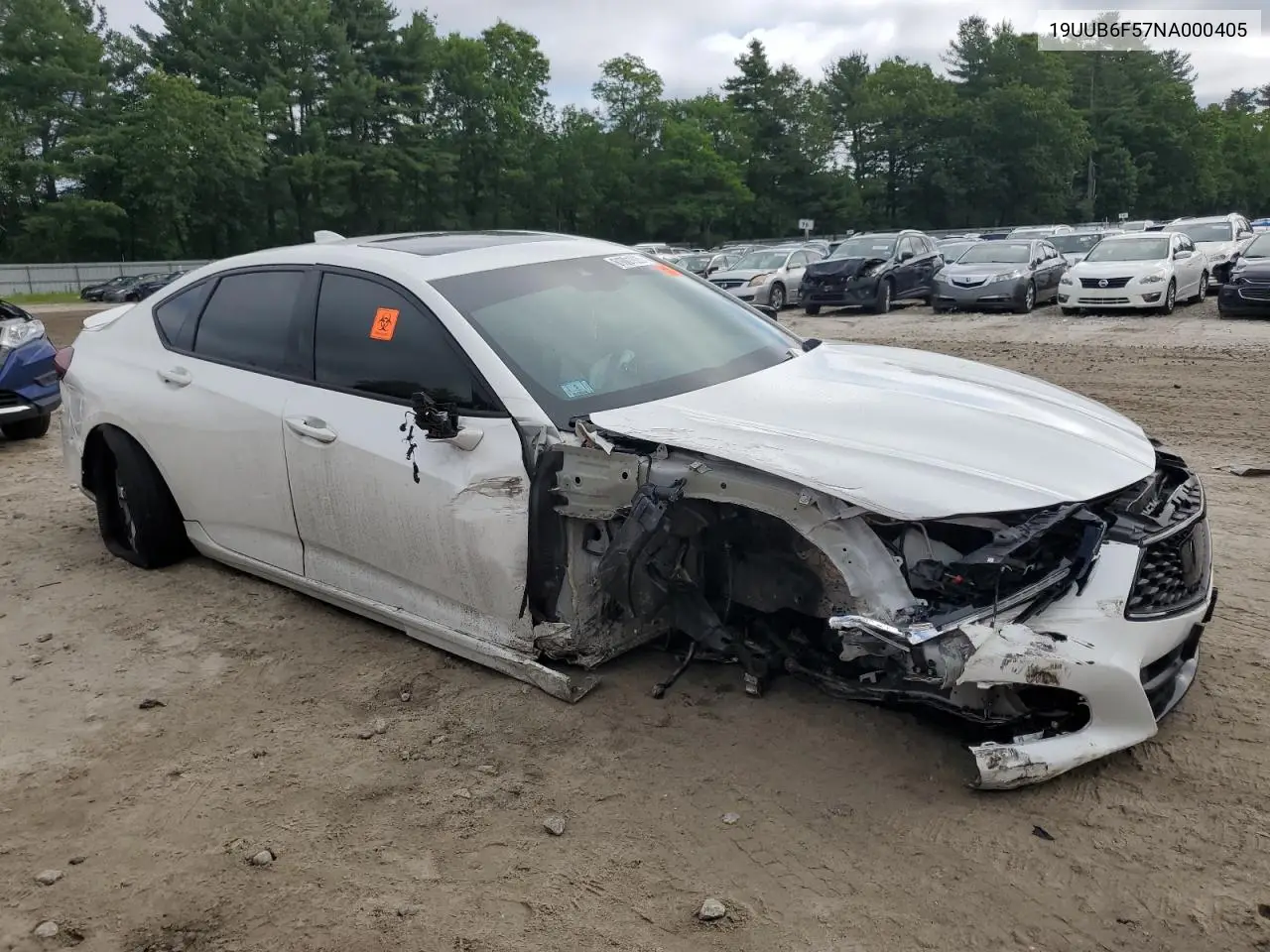2022 Acura Tlx Tech A VIN: 19UUB6F57NA000405 Lot: 61001925