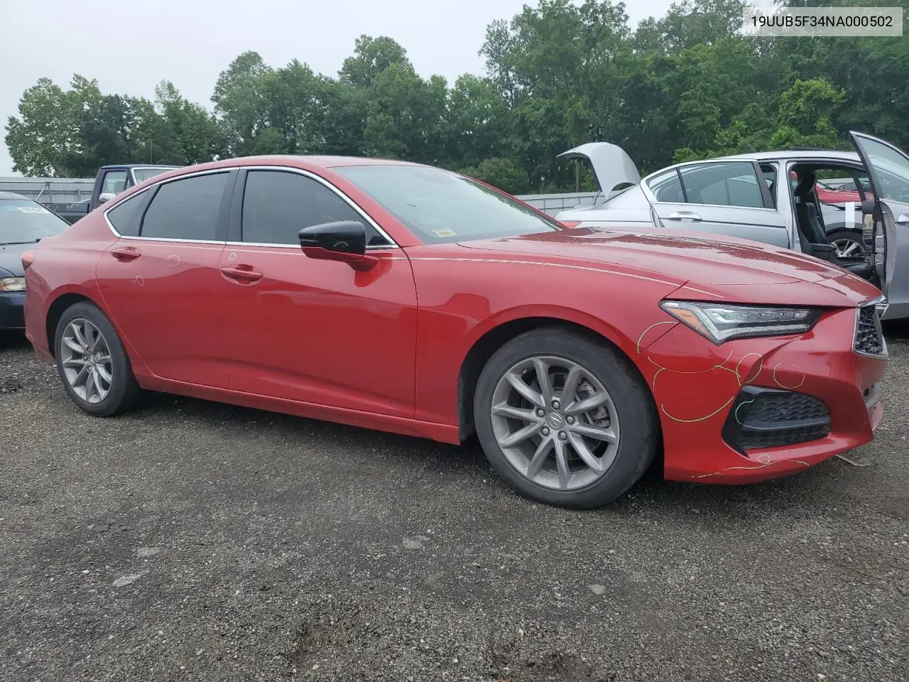 2022 Acura Tlx VIN: 19UUB5F34NA000502 Lot: 61783365