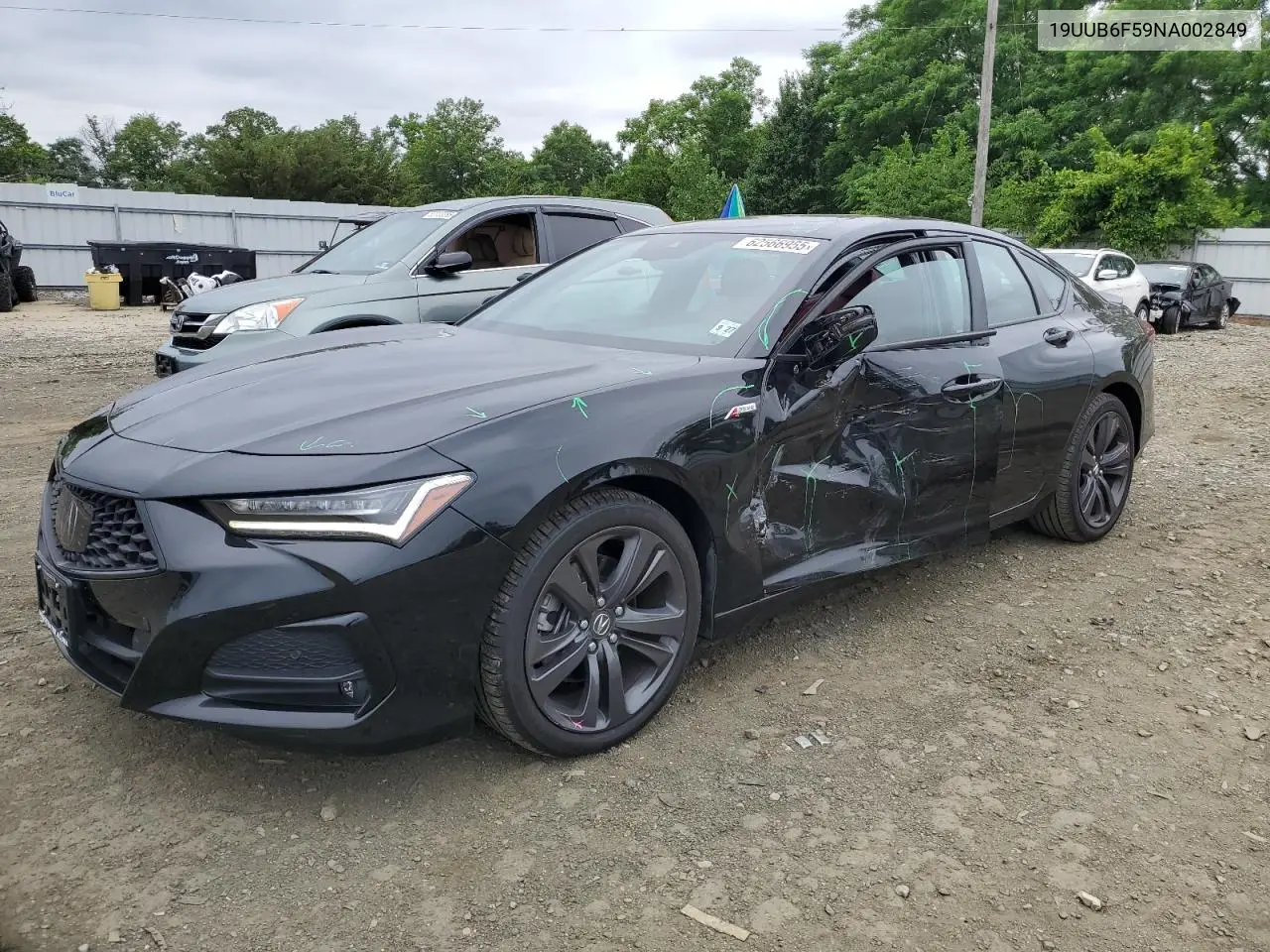 2022 Acura Tlx Tech A VIN: 19UUB6F59NA002849 Lot: 62566955