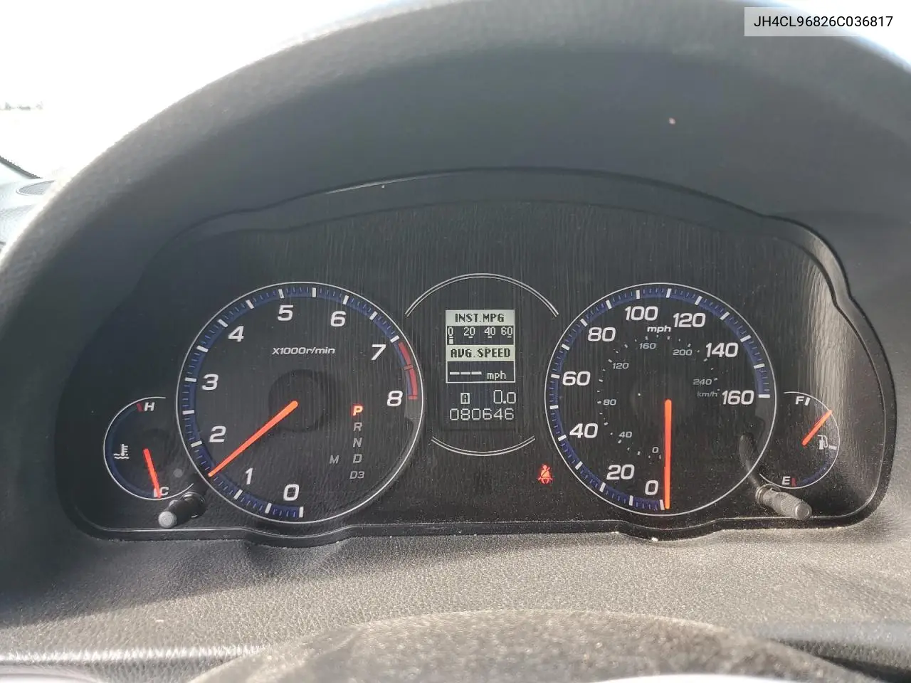 2006 Acura Tsx VIN: JH4CL96826C036817 Lot: 57084175