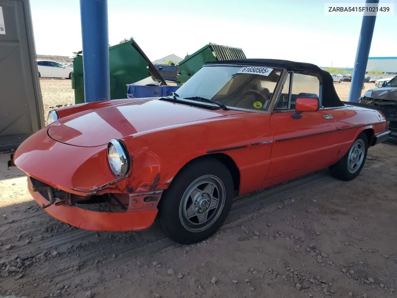 1985 Alfa Romeo Veloce 2000 Spider VIN: ZARBA5415F1021439 Lot: 61650585