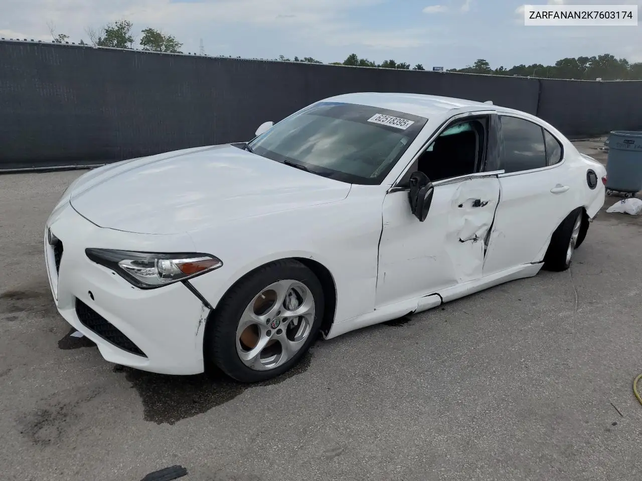 2019 Alfa Romeo Giulia VIN: ZARFANAN2K7603174 Lot: 62518395