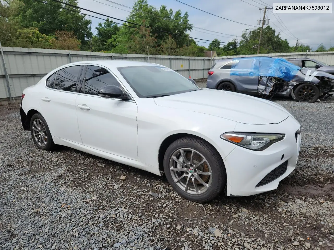 2019 Alfa Romeo Giulia VIN: ZARFANAN4K7598012 Lot: 64595935