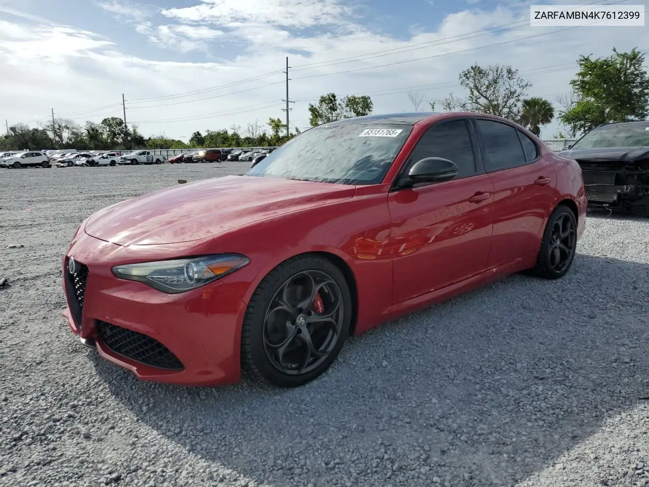 2019 Alfa Romeo Giulia Ti VIN: ZARFAMBN4K7612399 Lot: 65151765