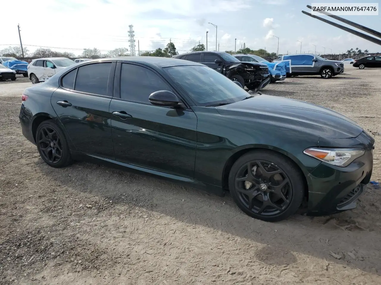 2021 Alfa Romeo Giulia Sport VIN: ZARFAMAN0M7647476 Lot: 49879765