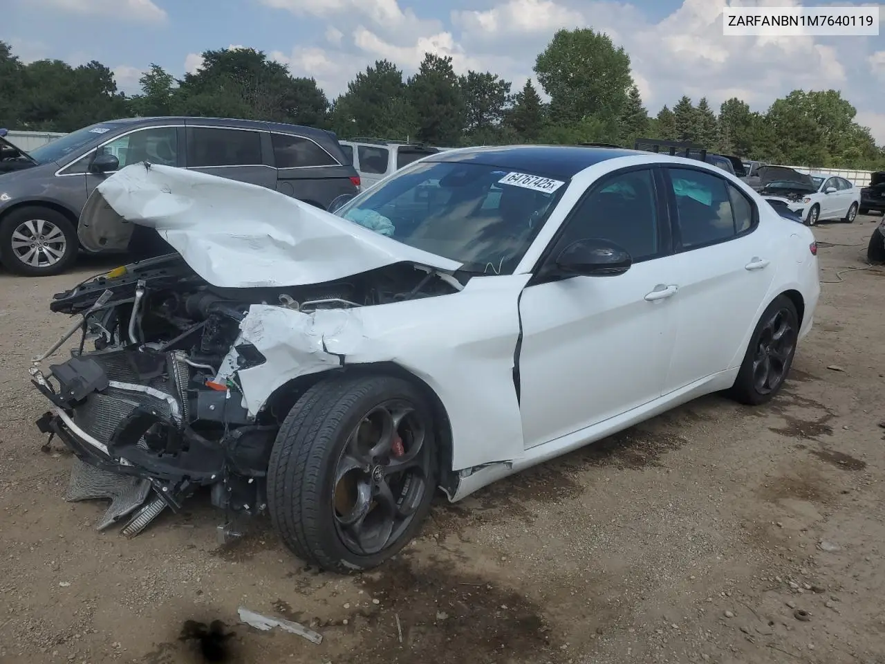 2021 Alfa Romeo Giulia Ti VIN: ZARFANBN1M7640119 Lot: 64767425