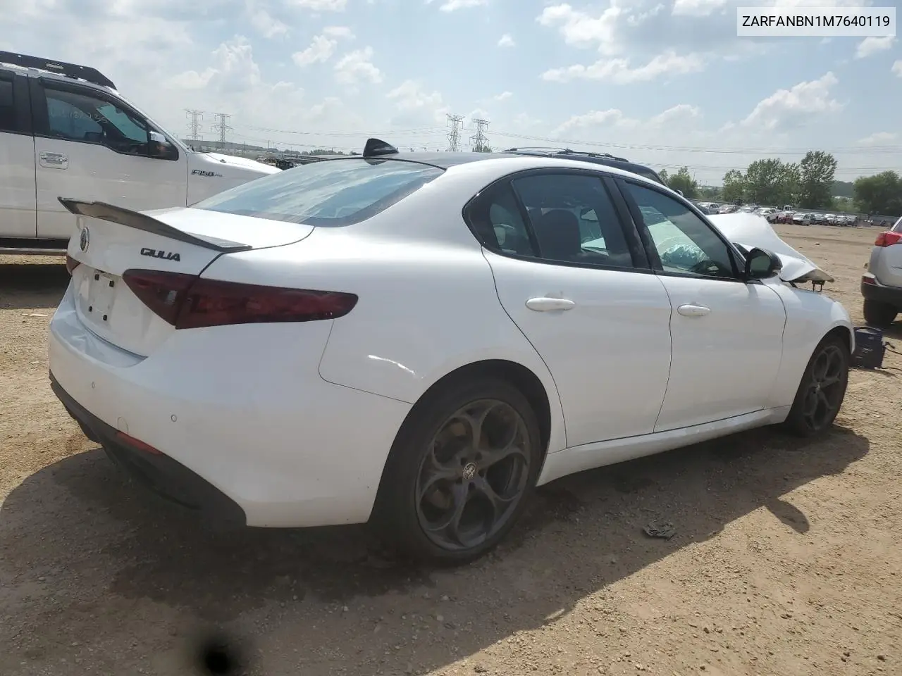 2021 Alfa Romeo Giulia Ti VIN: ZARFANBN1M7640119 Lot: 64767425