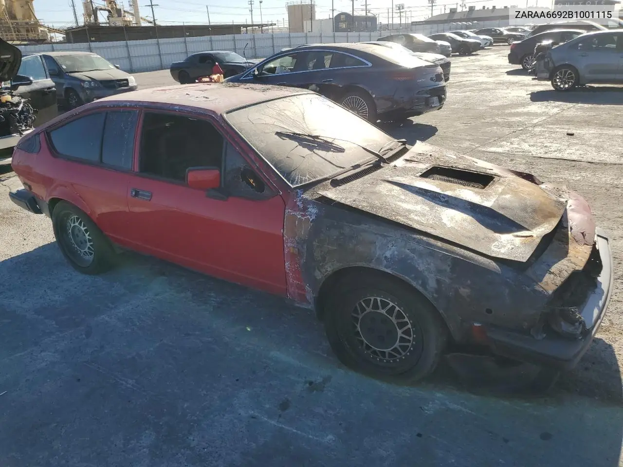 1981 Alfa Romeo Gt V6 2.5 VIN: ZARAA6692B1001115 Lot: 88798085