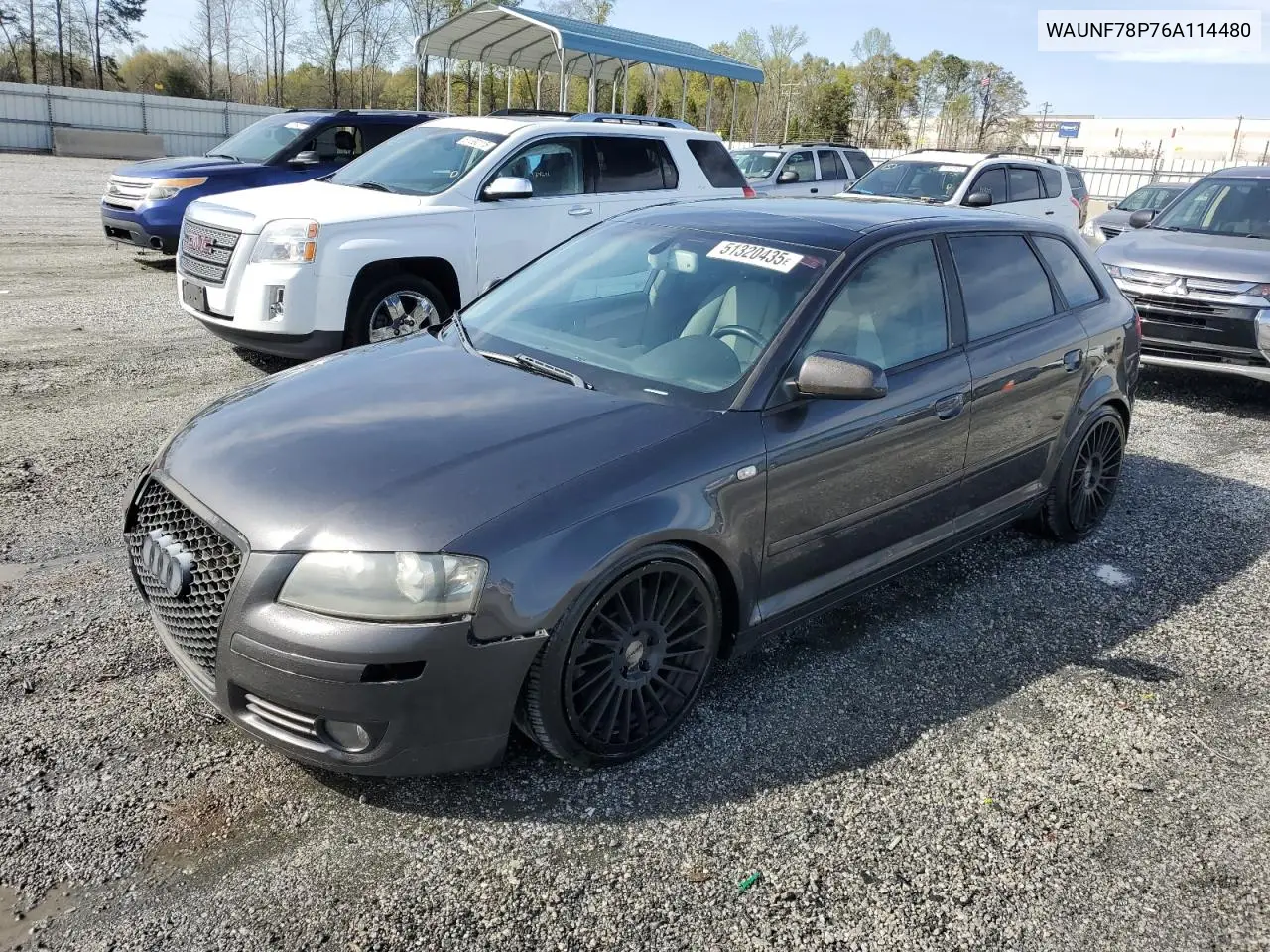 2006 Audi A3 2.0 Premium VIN: WAUNF78P76A114480 Lot: 51320435
