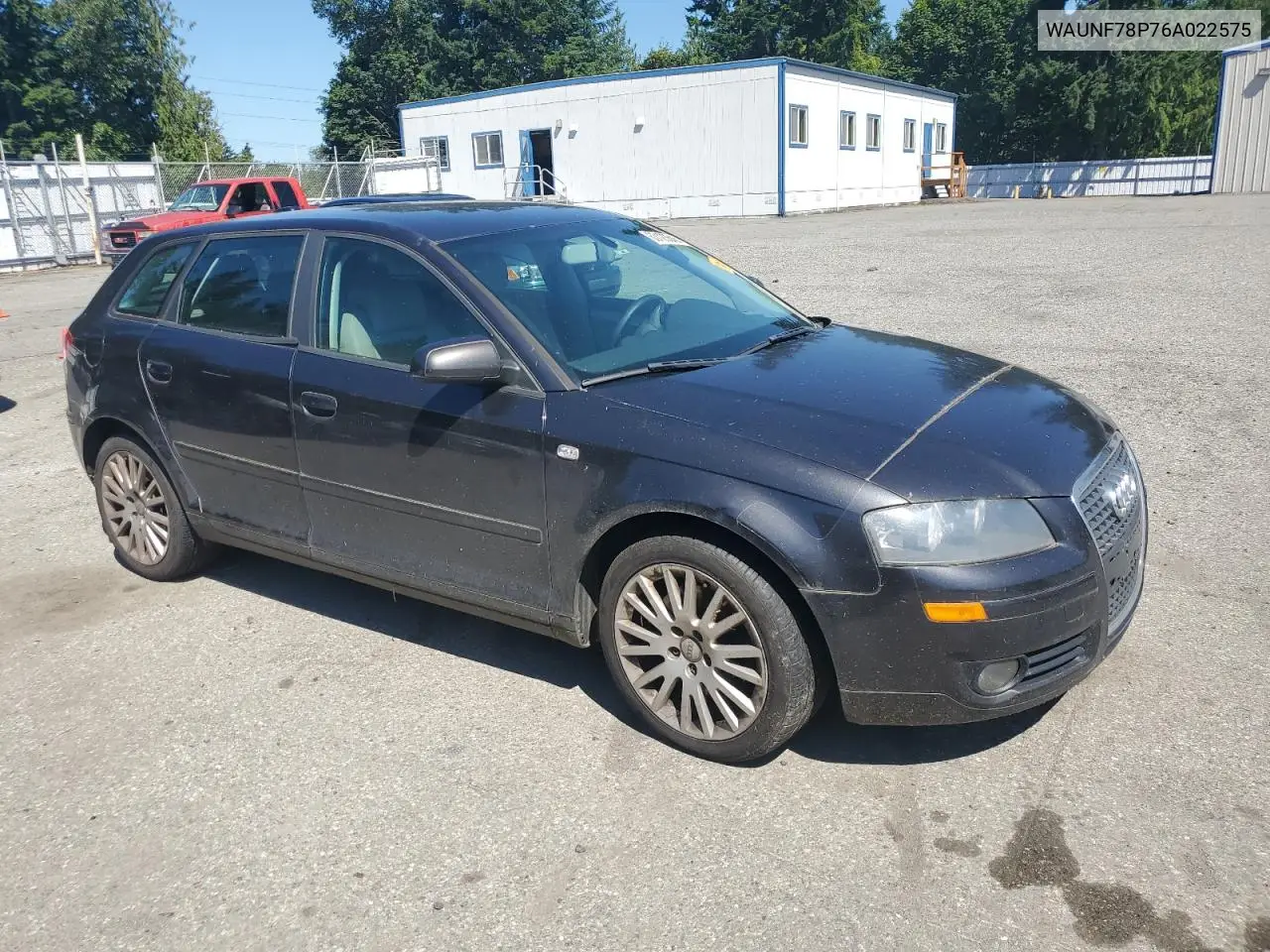 2006 Audi A3 2.0 Premium VIN: WAUNF78P76A022575 Lot: 63123645