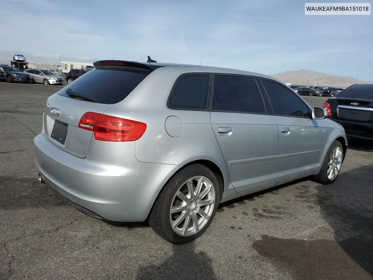 2011 Audi A3 Premium Plus VIN: WAUKEAFM9BA151018 Lot: 51302095