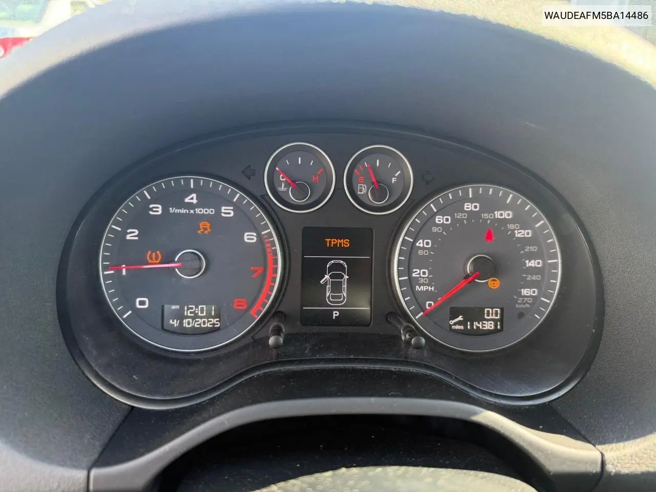 2011 Audi A3 Premium VIN: WAUDEAFM5BA14486 Lot: 57364225