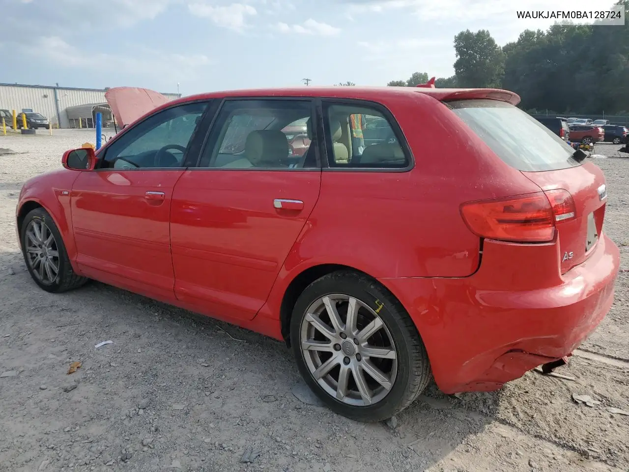 2011 Audi A3 Premium Plus VIN: WAUKJAFM0BA128724 Lot: 61687965