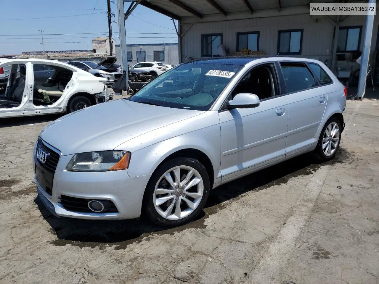 2011 Audi A3 Premium VIN: WAUBEAFM3BA136272 Lot: 62706585