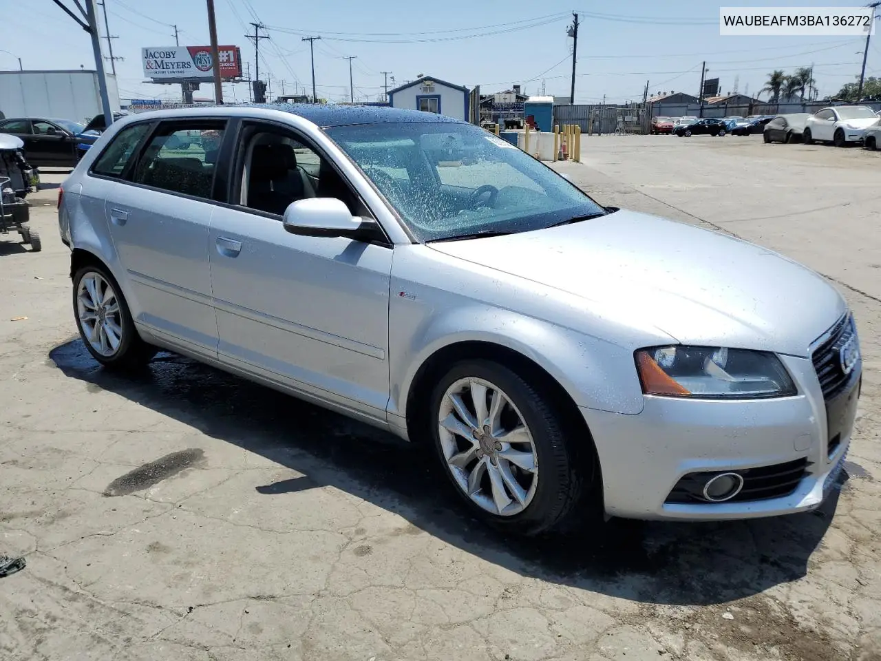 2011 Audi A3 Premium VIN: WAUBEAFM3BA136272 Lot: 62706585
