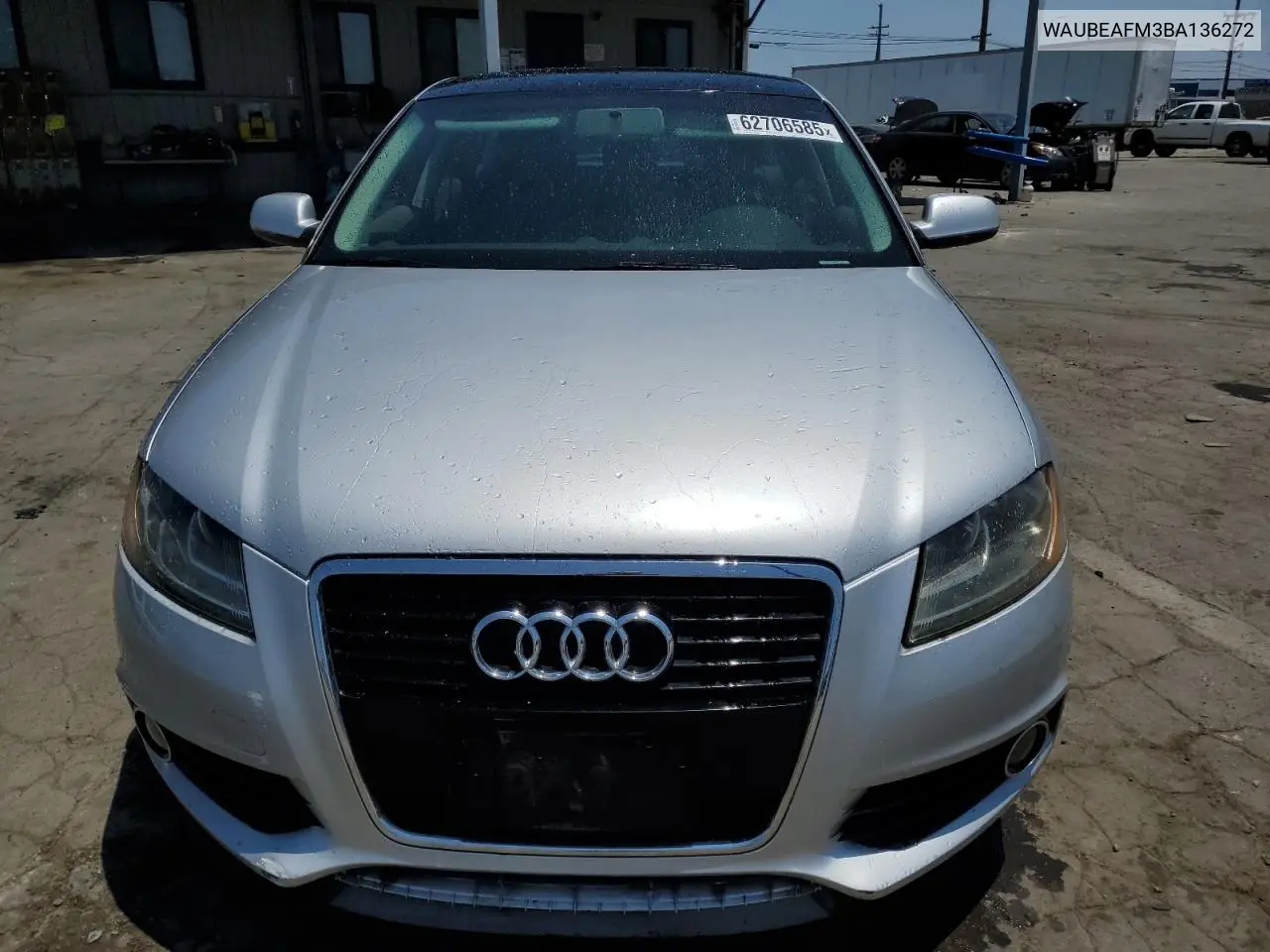 2011 Audi A3 Premium VIN: WAUBEAFM3BA136272 Lot: 62706585