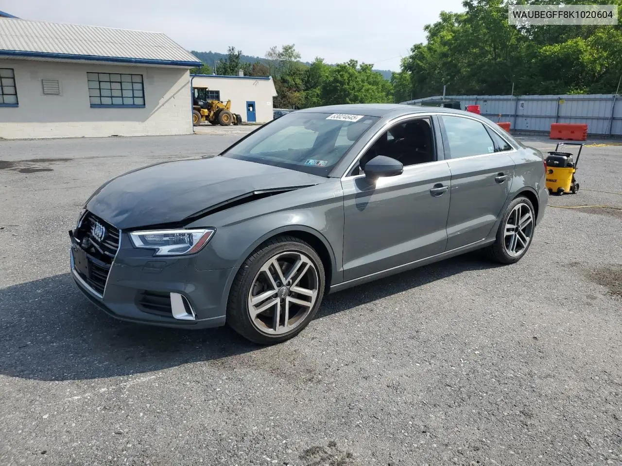 2019 Audi A3 Premium VIN: WAUBEGFF8K1020604 Lot: 63024645