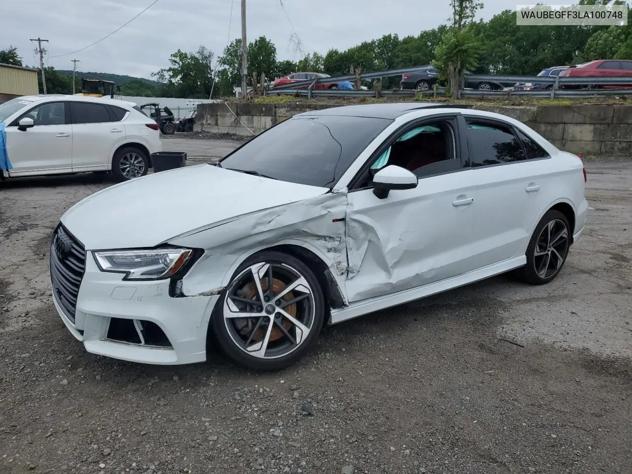 2020 Audi A3 S-Line Premium VIN: WAUBEGFF3LA100748 Lot: 62152215