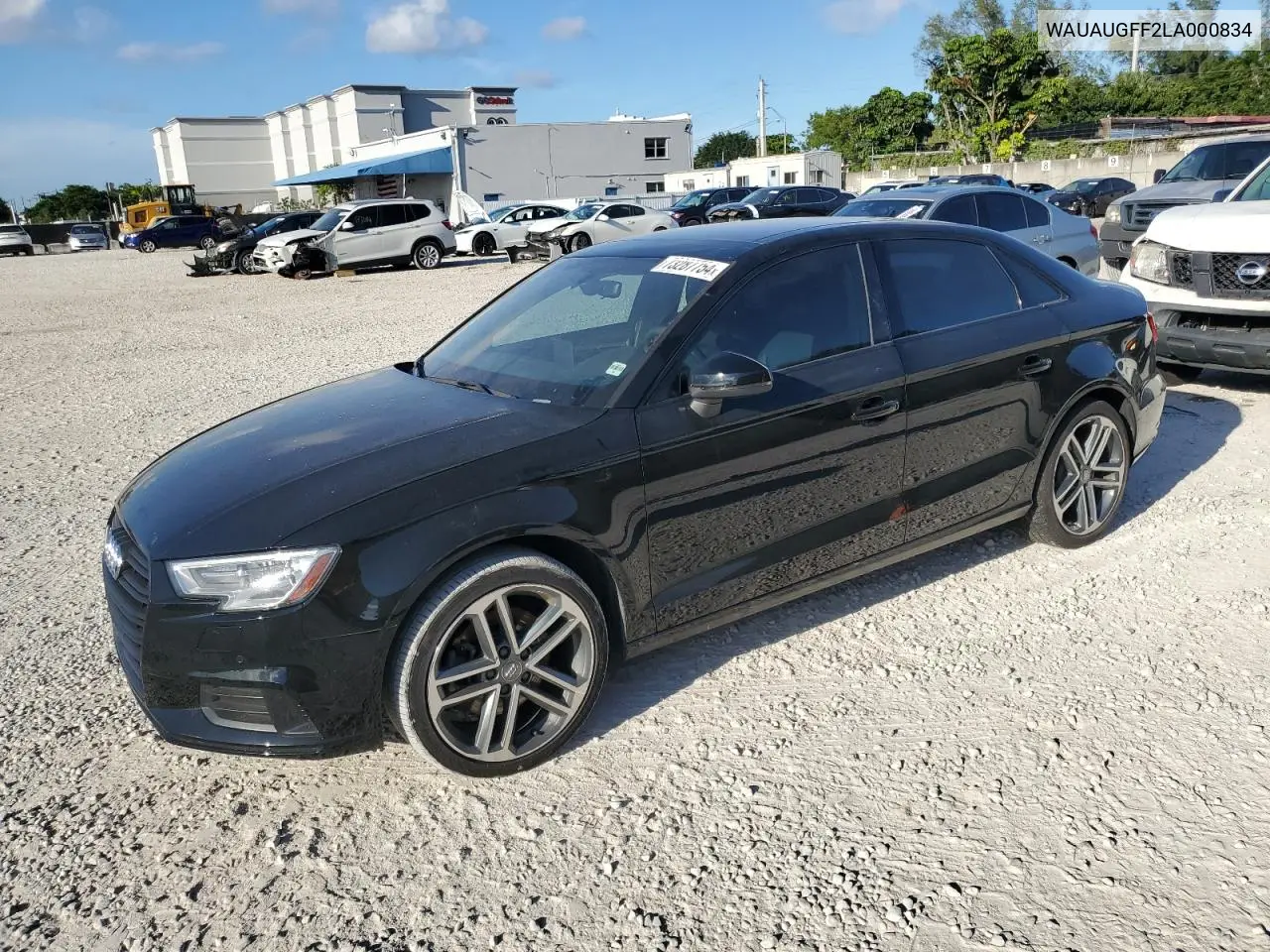 2020 Audi A3 Premium VIN: WAUAUGFF2LA000834 Lot: 73287754