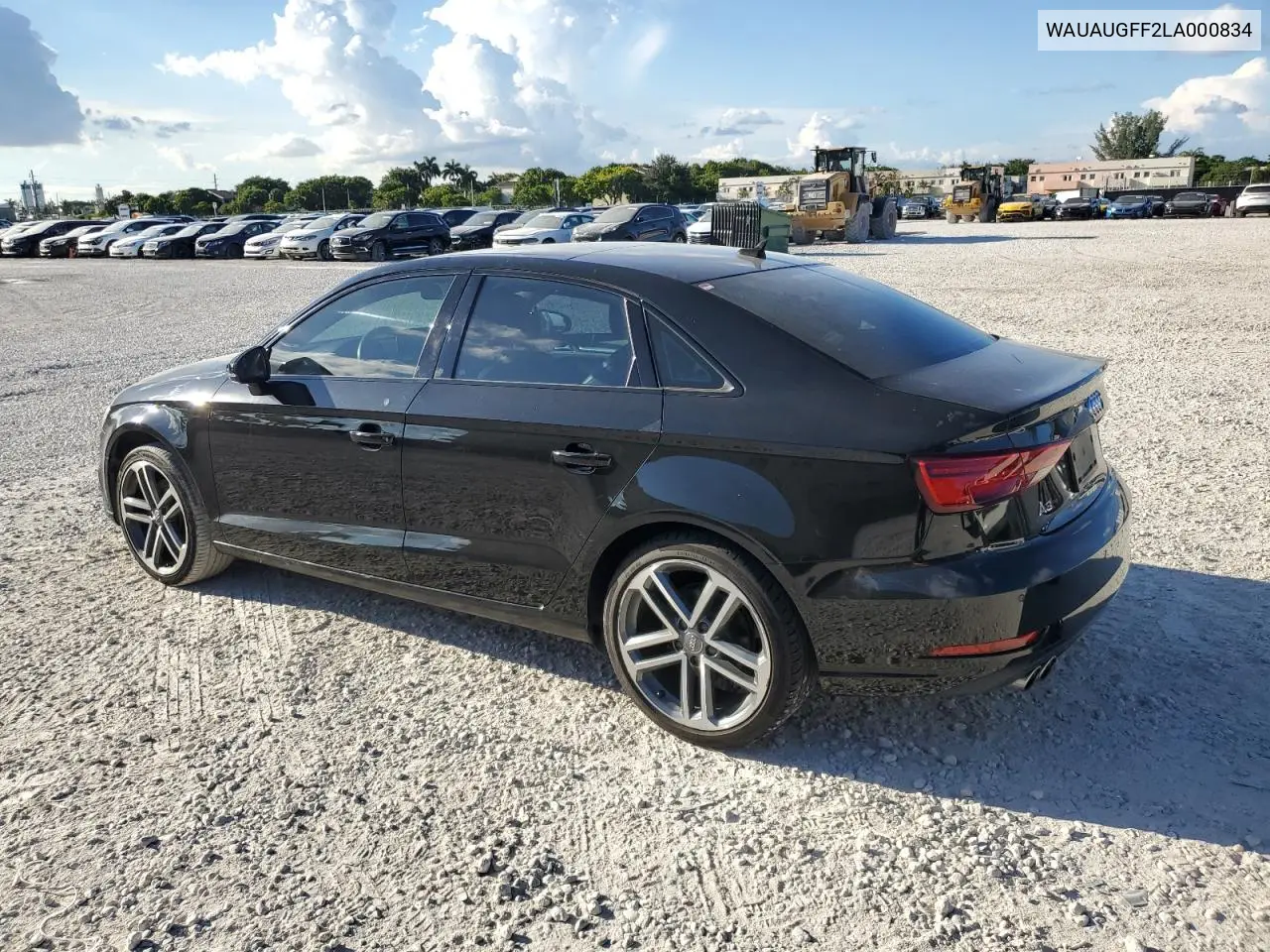 2020 Audi A3 Premium VIN: WAUAUGFF2LA000834 Lot: 73287754