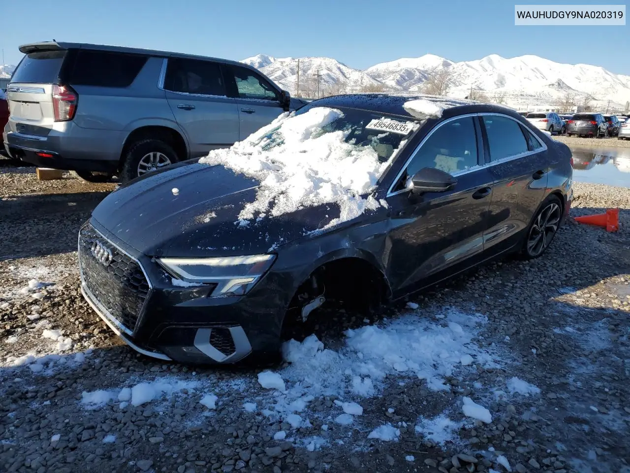 2022 Audi A3 Premium Plus VIN: WAUHUDGY9NA020319 Lot: 49546835