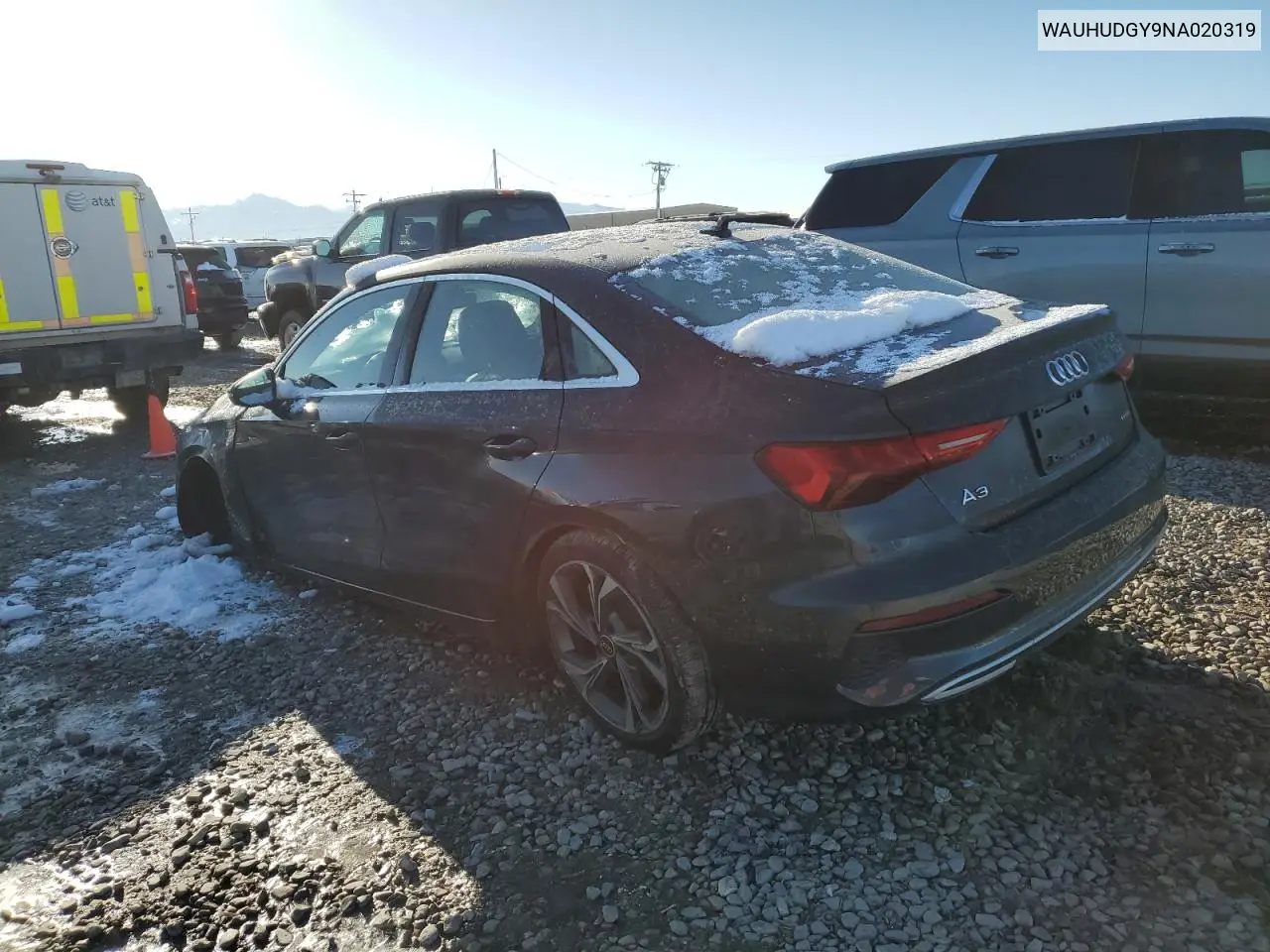2022 Audi A3 Premium Plus VIN: WAUHUDGY9NA020319 Lot: 49546835