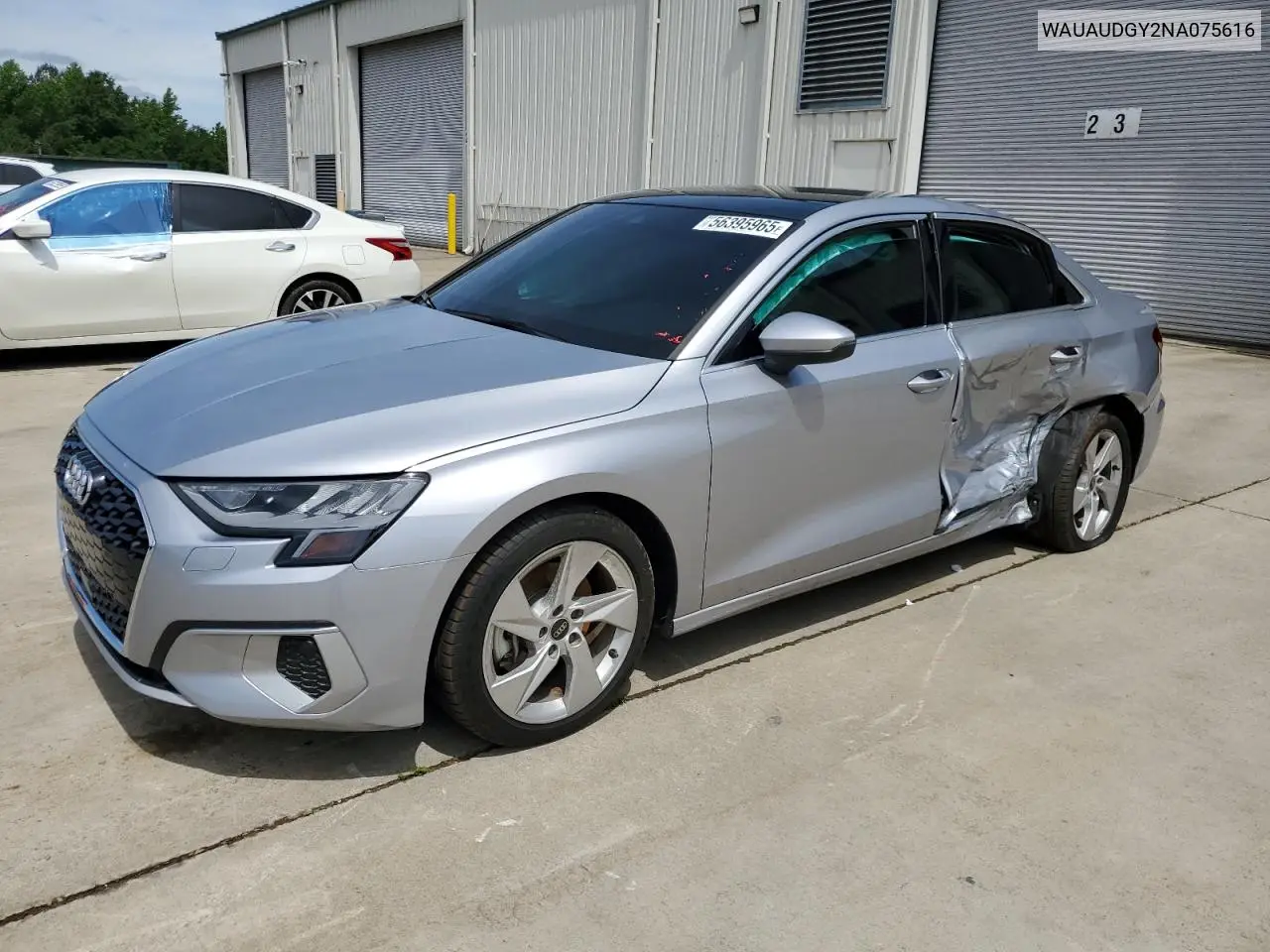 2022 Audi A3 Premium VIN: WAUAUDGY2NA075616 Lot: 56395965