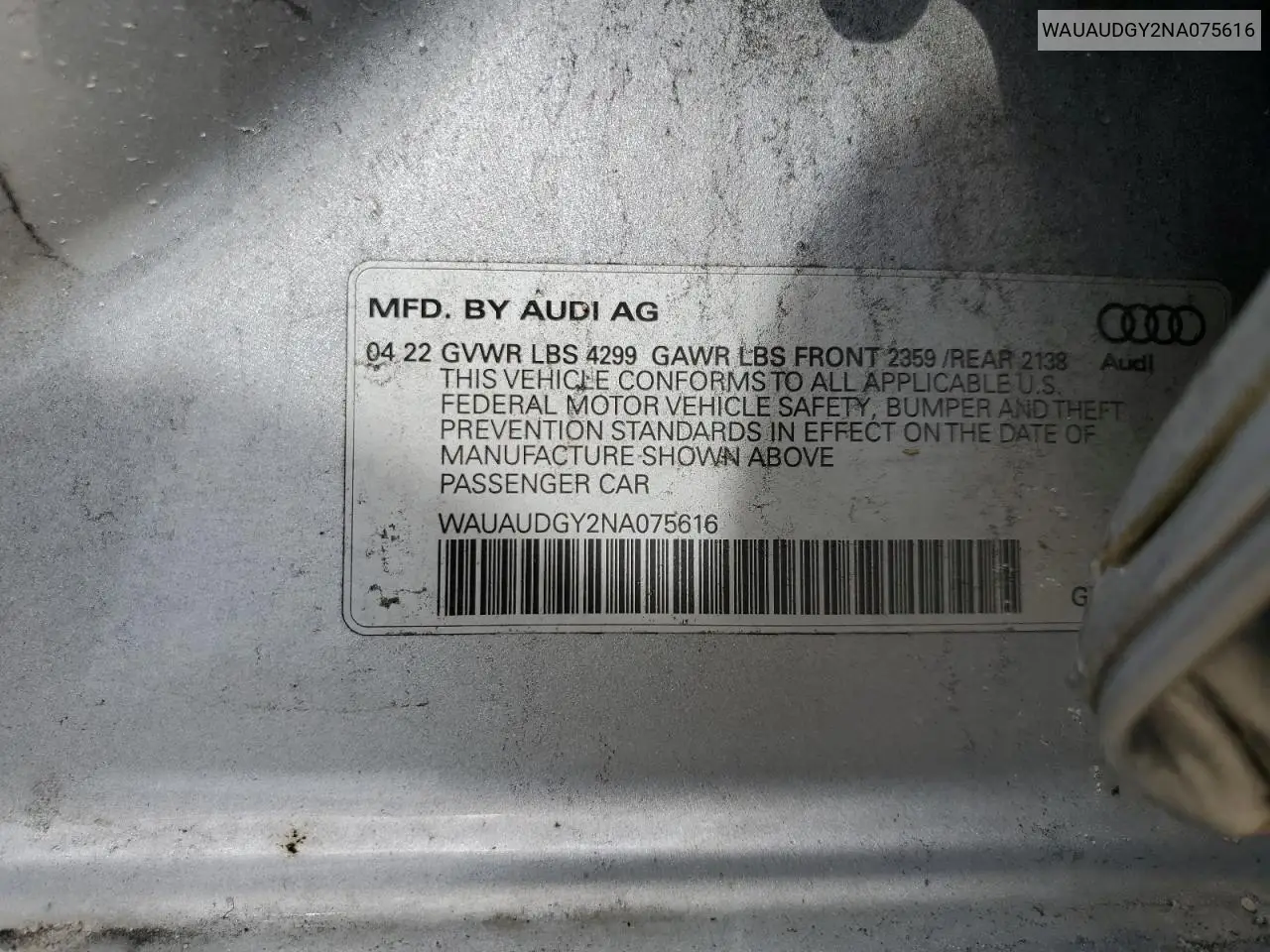 2022 Audi A3 Premium VIN: WAUAUDGY2NA075616 Lot: 56395965