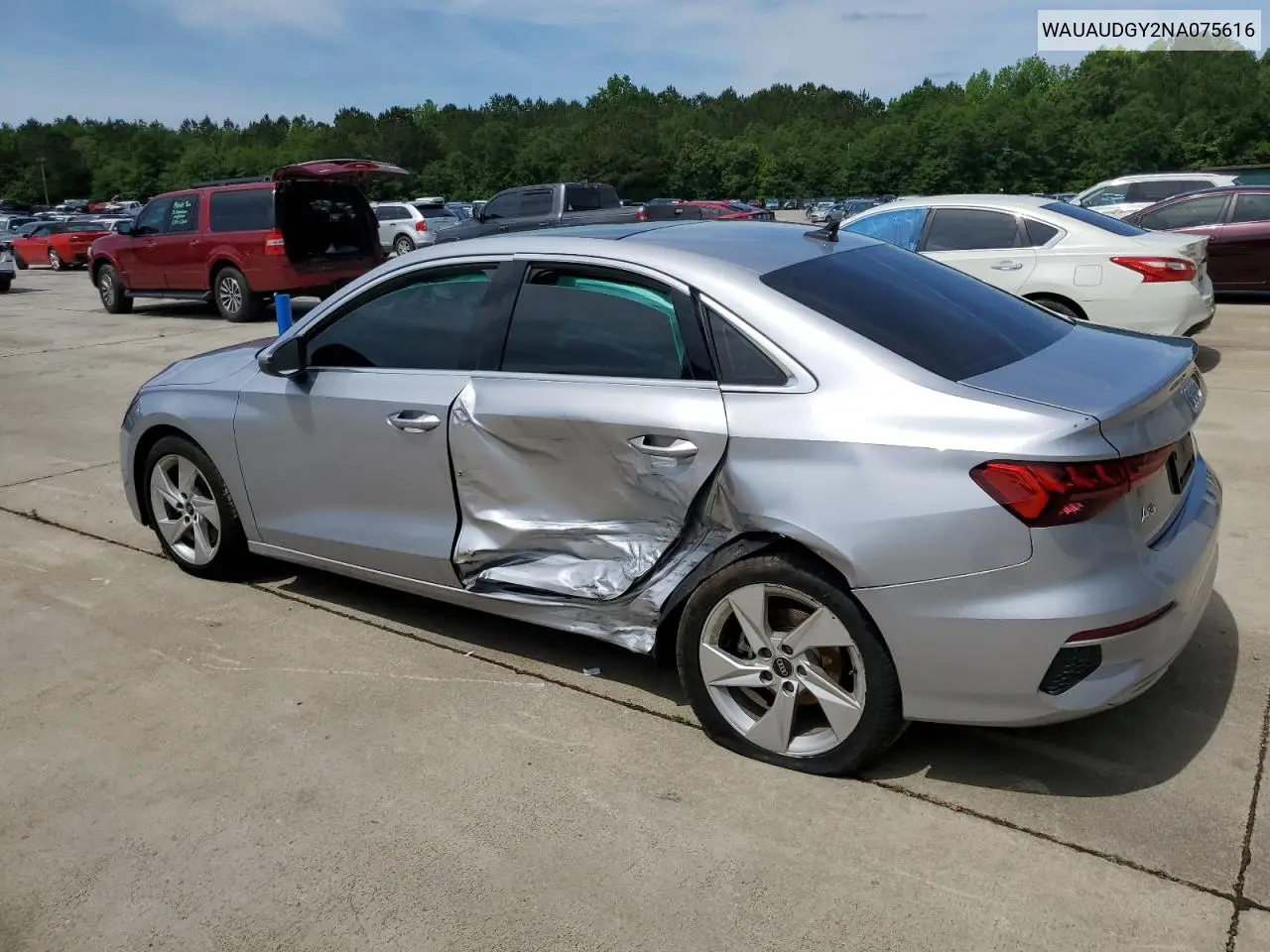 2022 Audi A3 Premium VIN: WAUAUDGY2NA075616 Lot: 56395965