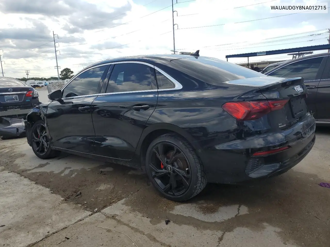 2022 Audi A3 Premium VIN: WAUAUDGY8NA012715 Lot: 56594485