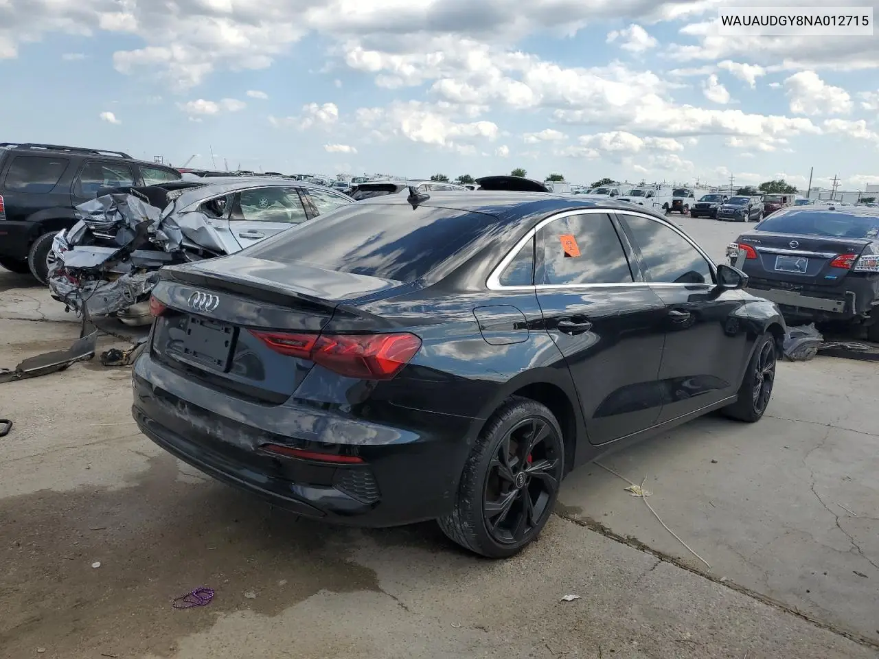 2022 Audi A3 Premium VIN: WAUAUDGY8NA012715 Lot: 56594485