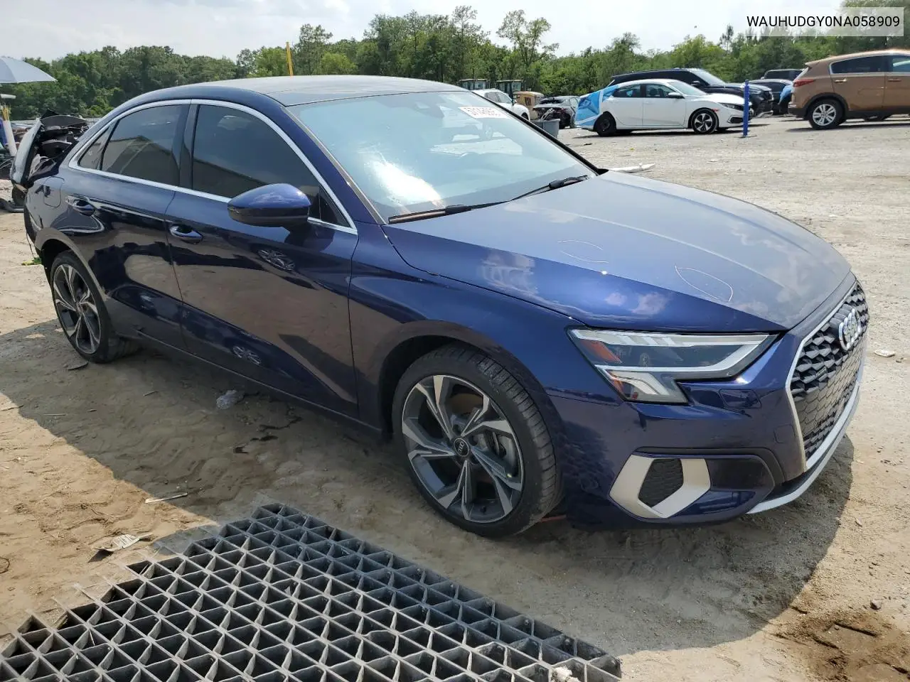 2022 Audi A3 Premium Plus VIN: WAUHUDGY0NA058909 Lot: 57145905