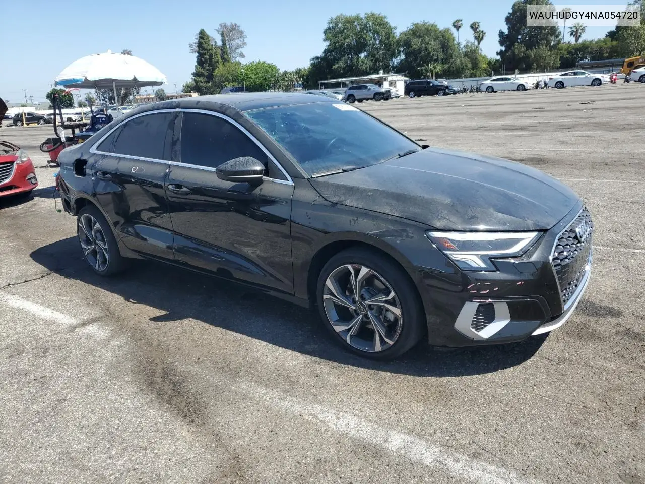 2022 Audi A3 Premium Plus VIN: WAUHUDGY4NA054720 Lot: 57570635