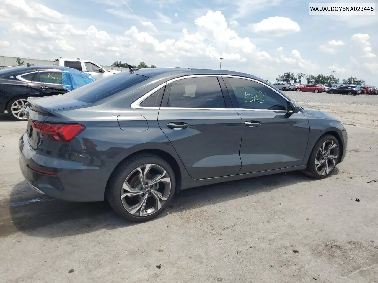 2022 Audi A3 Premium VIN: WAUAUDGY5NA023445 Lot: 58395225