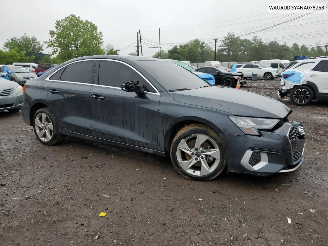 2022 Audi A3 Premium VIN: WAUAUDGY4NA078758 Lot: 58999495