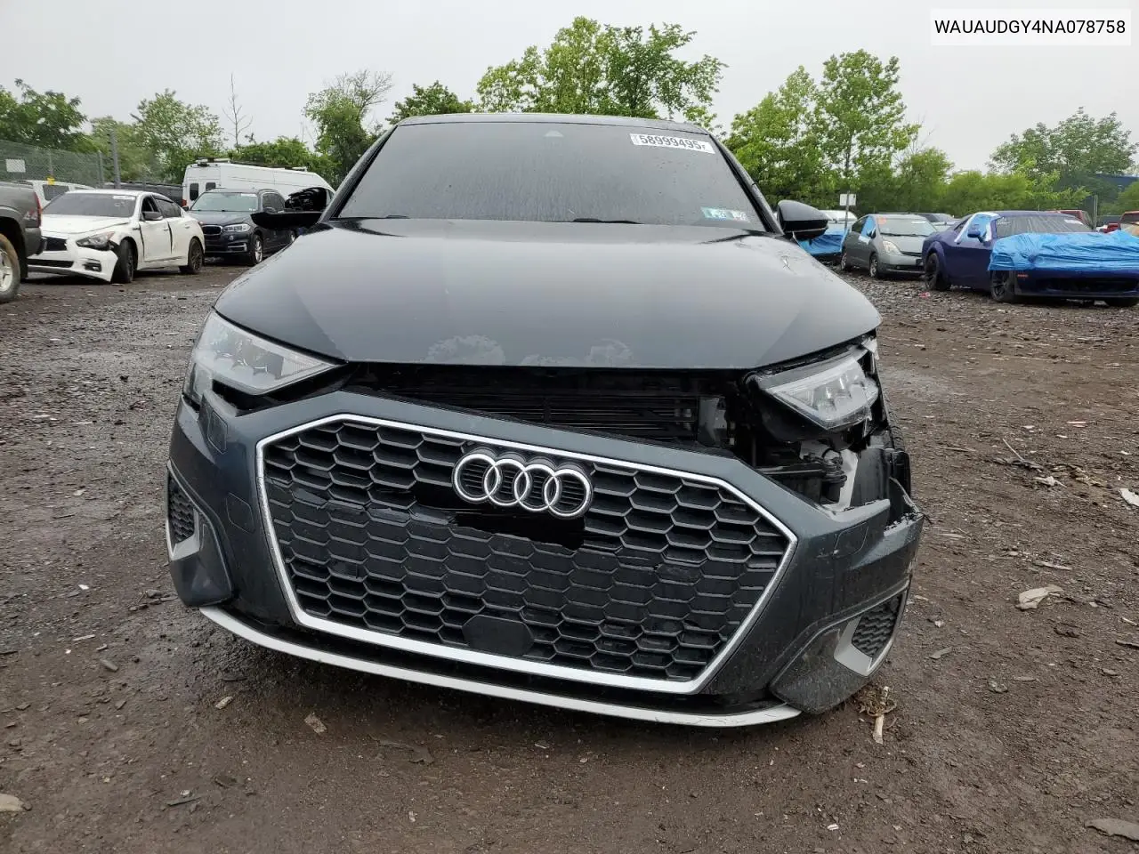 2022 Audi A3 Premium VIN: WAUAUDGY4NA078758 Lot: 58999495