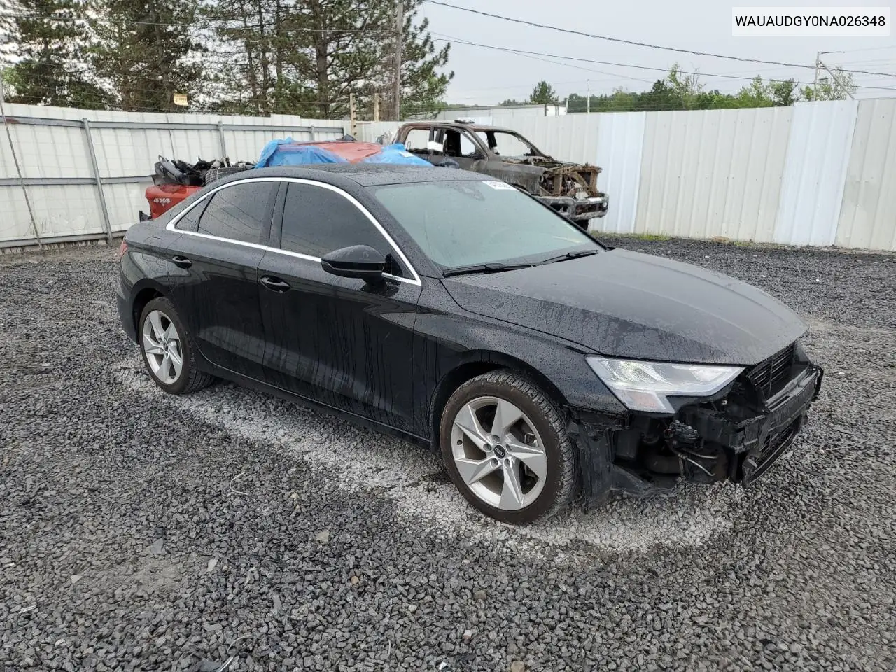 2022 Audi A3 Premium VIN: WAUAUDGY0NA026348 Lot: 64608285