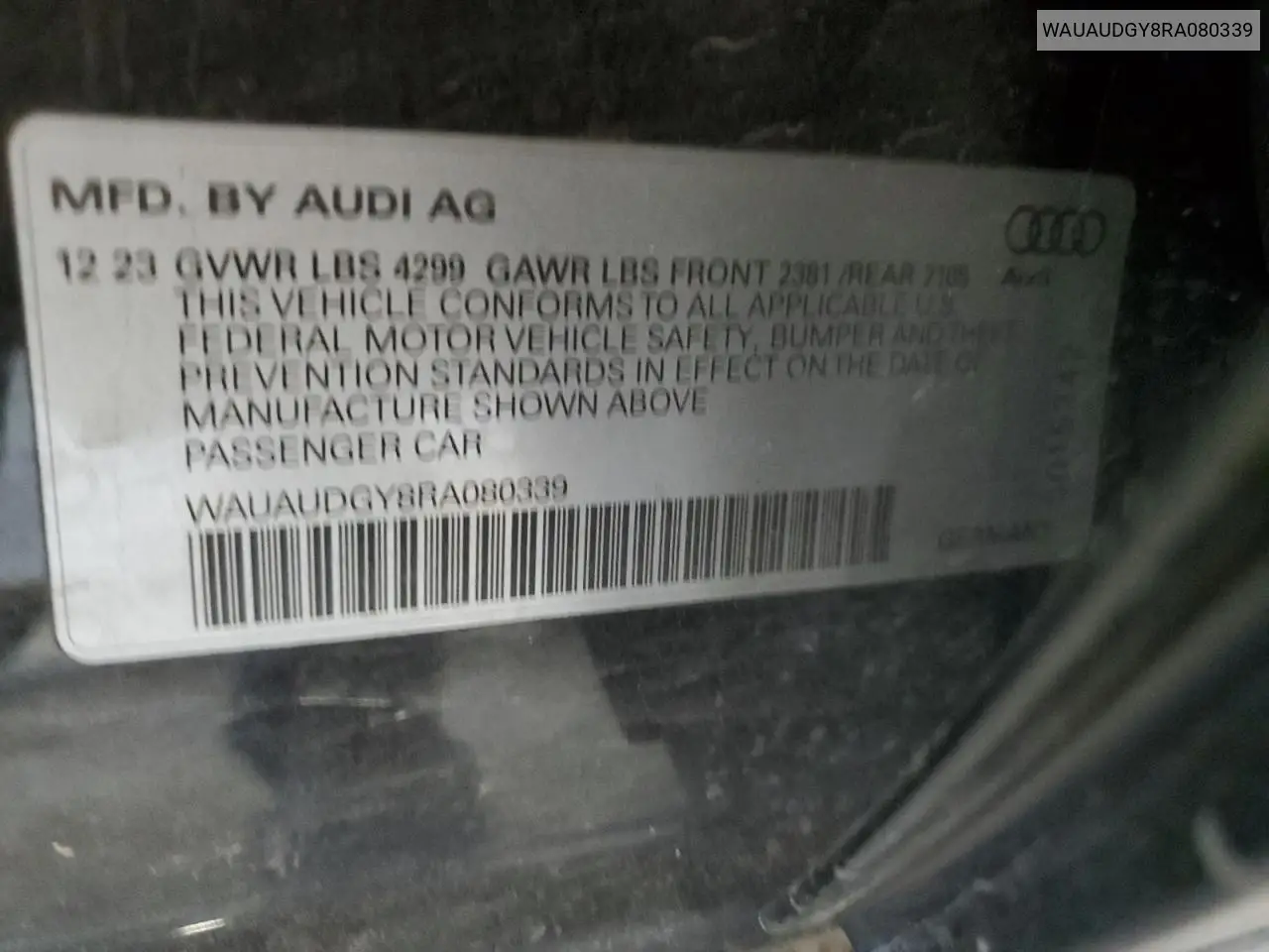 2024 Audi A3 Premium VIN: WAUAUDGY8RA080339 Lot: 56748905