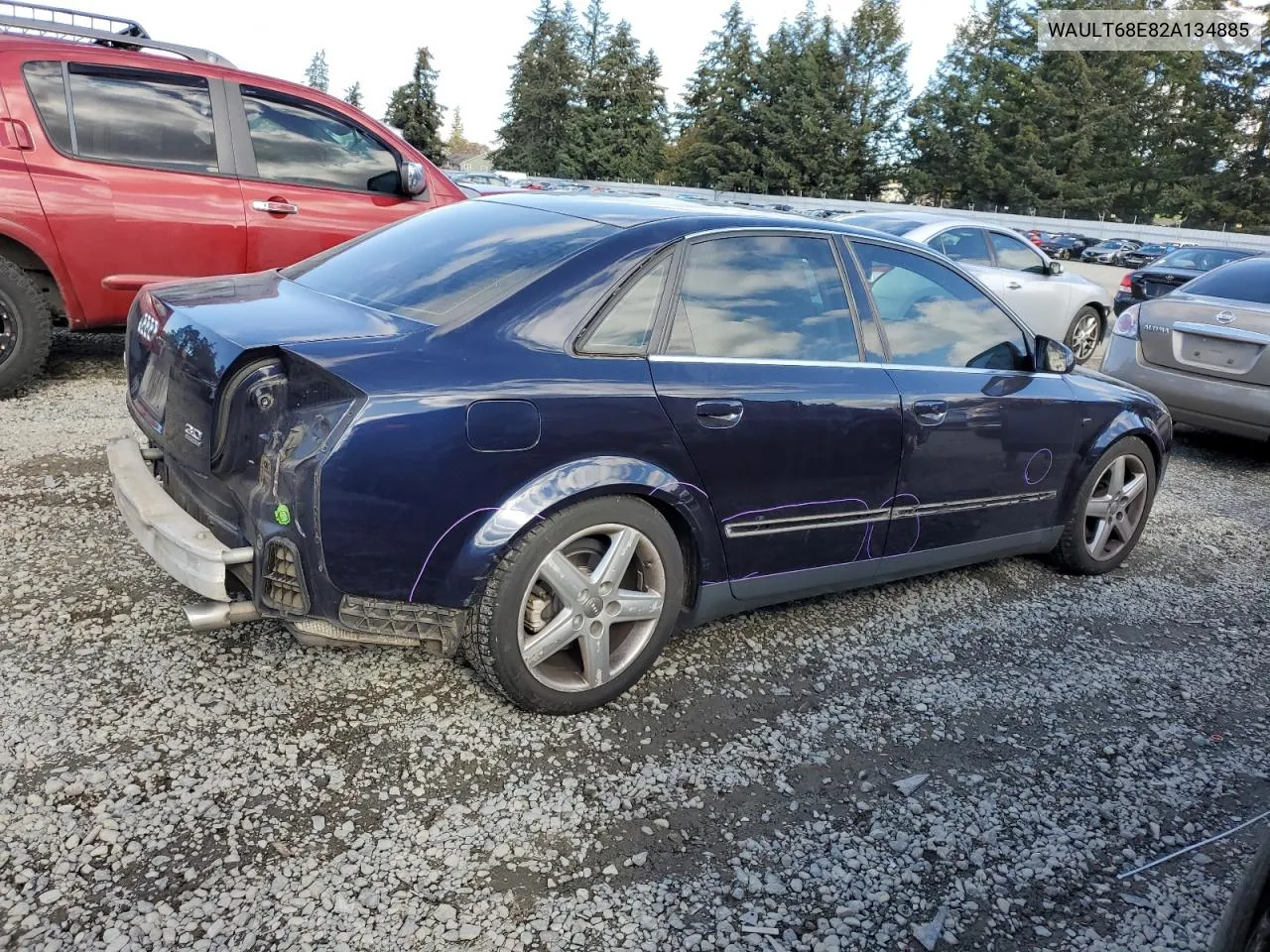 2002 Audi A4 3.0 Quattro VIN: WAULT68E82A134885 Lot: 77650234
