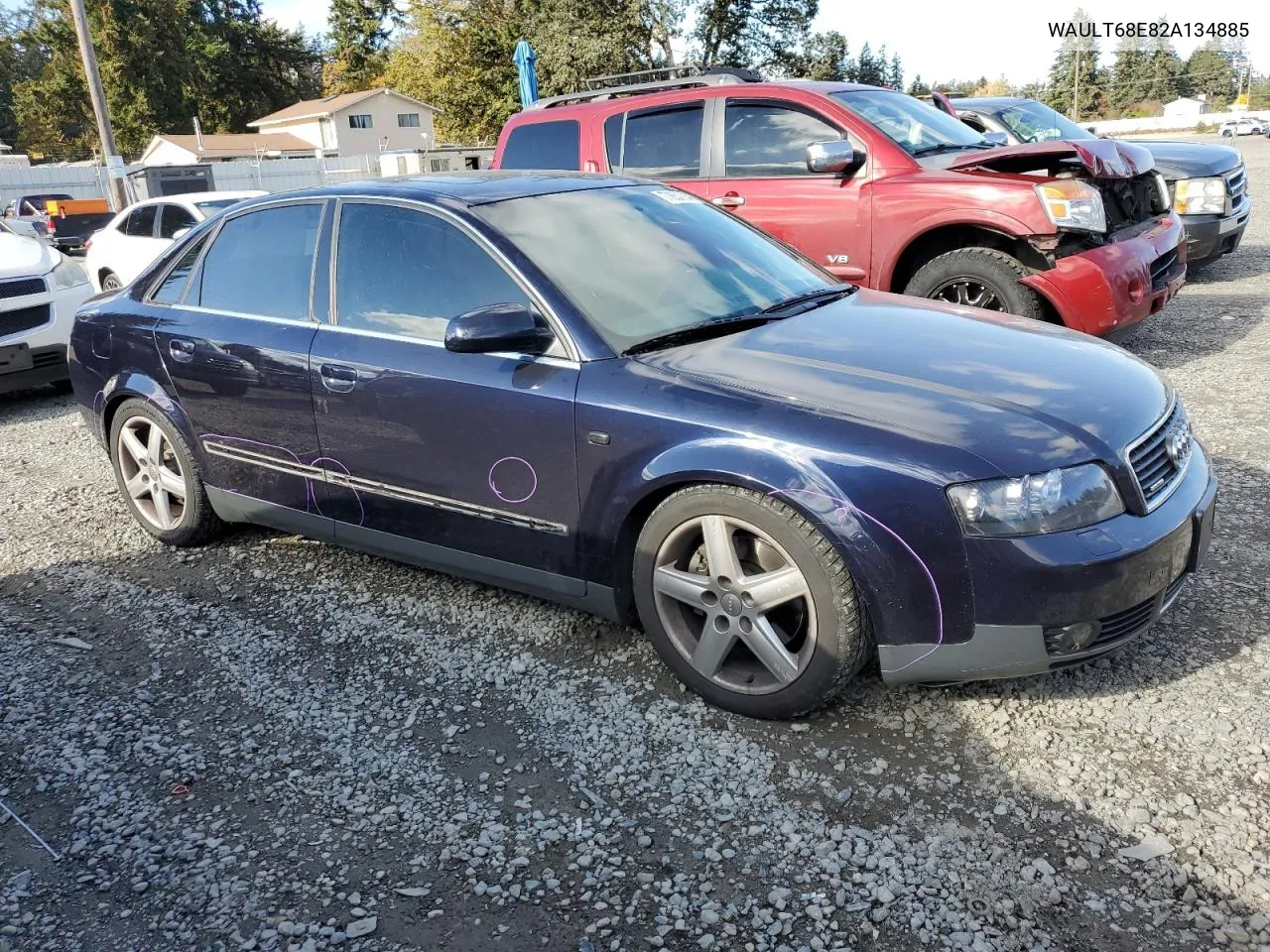 2002 Audi A4 3.0 Quattro VIN: WAULT68E82A134885 Lot: 77650234