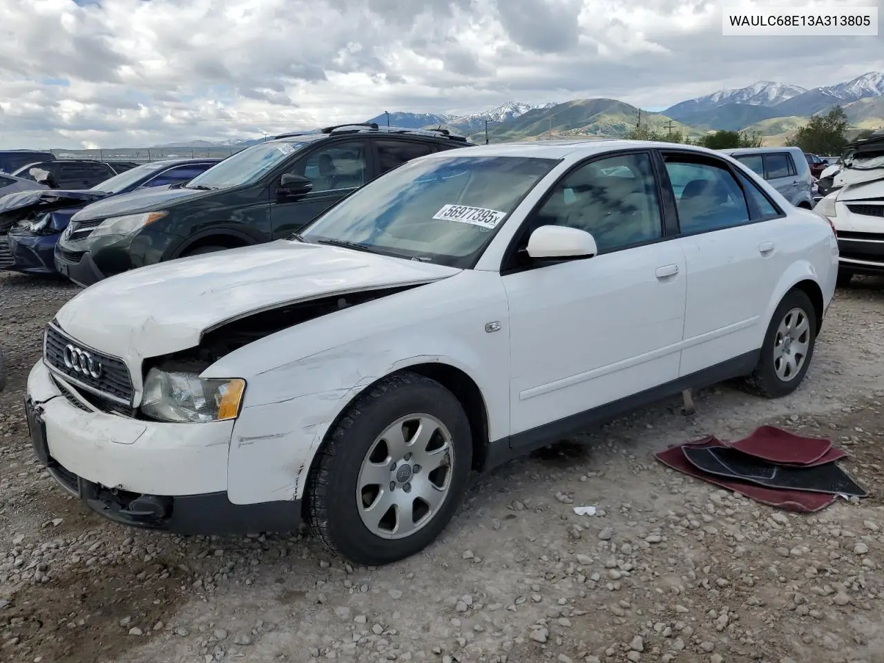 2003 Audi A4 1.8T Quattro VIN: WAULC68E13A313805 Lot: 56977395