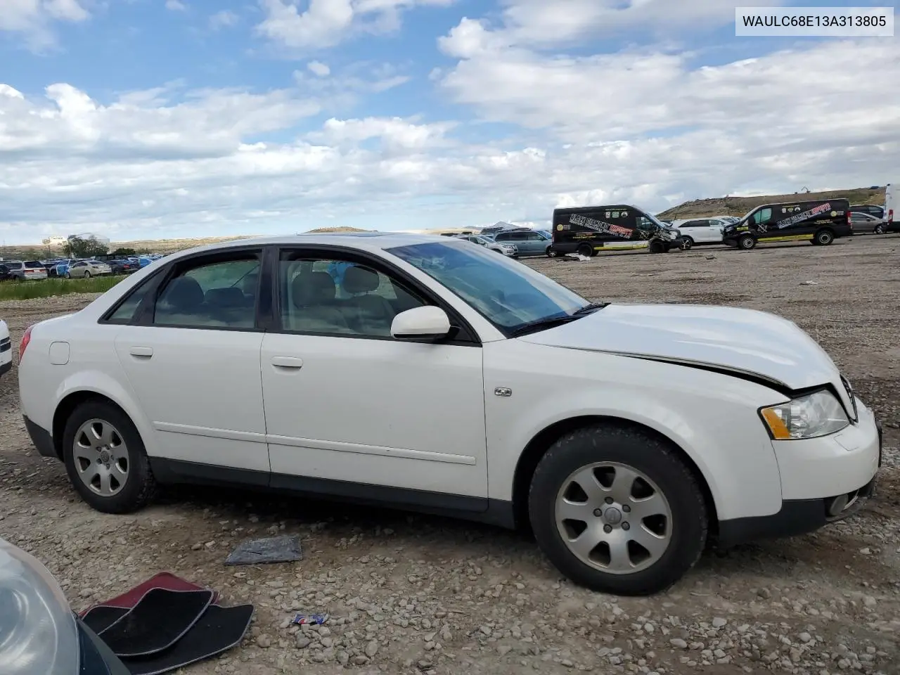 2003 Audi A4 1.8T Quattro VIN: WAULC68E13A313805 Lot: 56977395