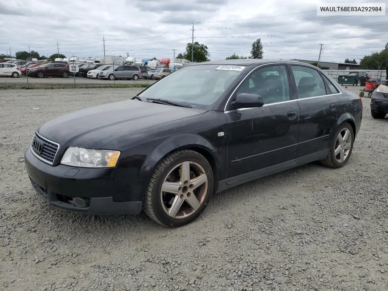 2003 Audi A4 3.0 Quattro VIN: WAULT68E83A292984 Lot: 60542485