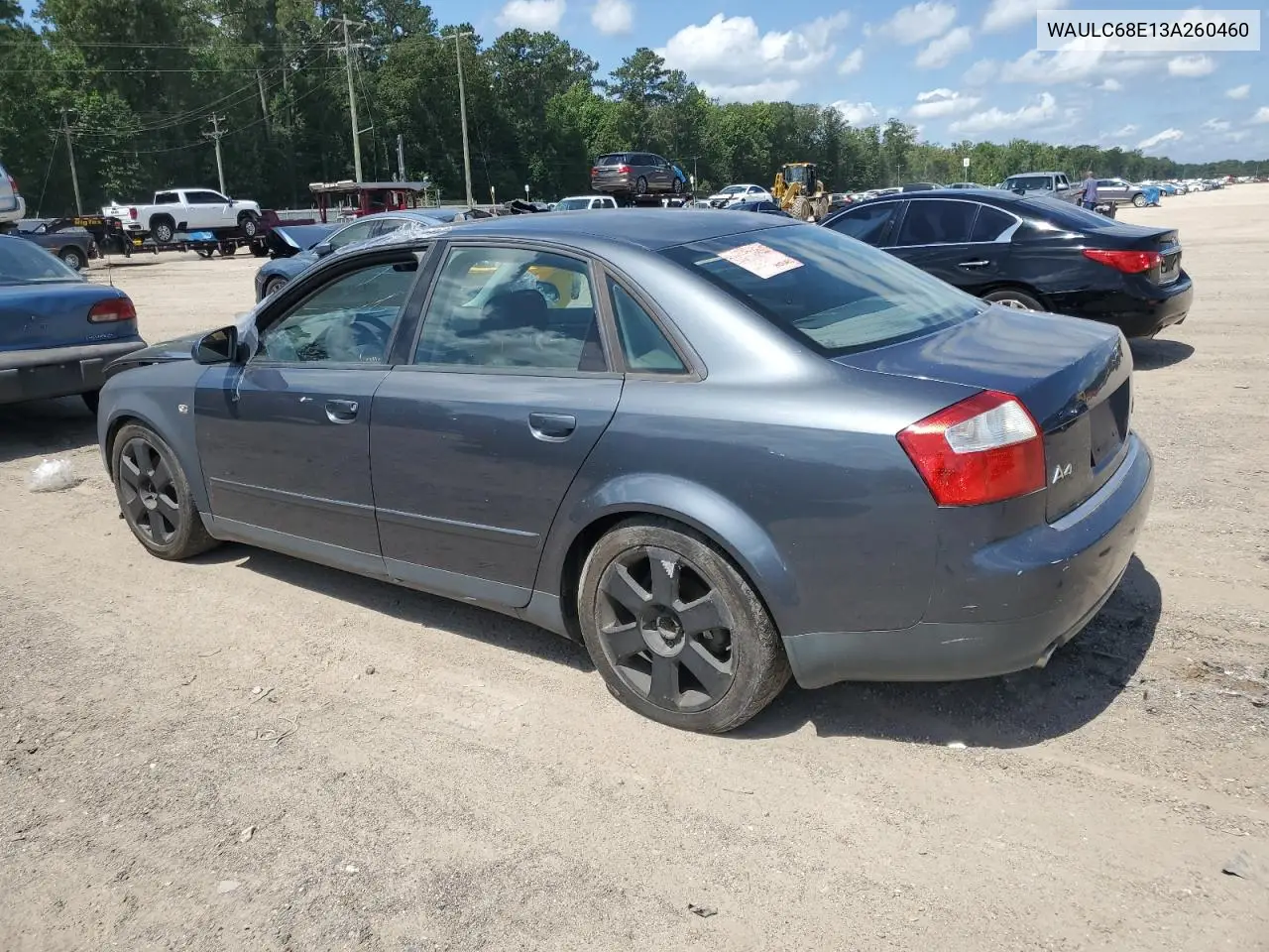 2003 Audi A4 1.8T Quattro VIN: WAULC68E13A260460 Lot: 62594325