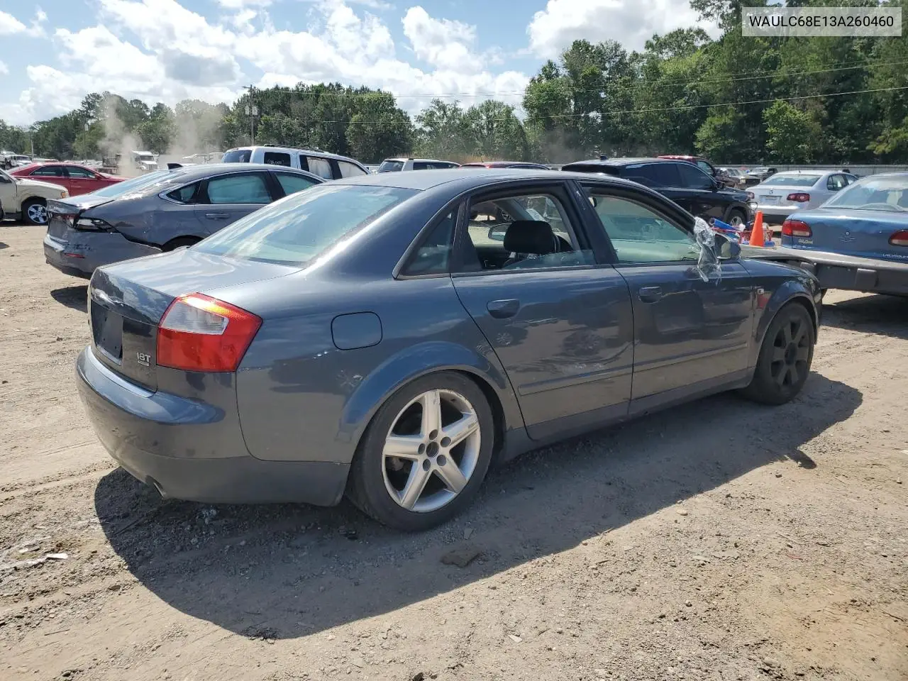 2003 Audi A4 1.8T Quattro VIN: WAULC68E13A260460 Lot: 62594325